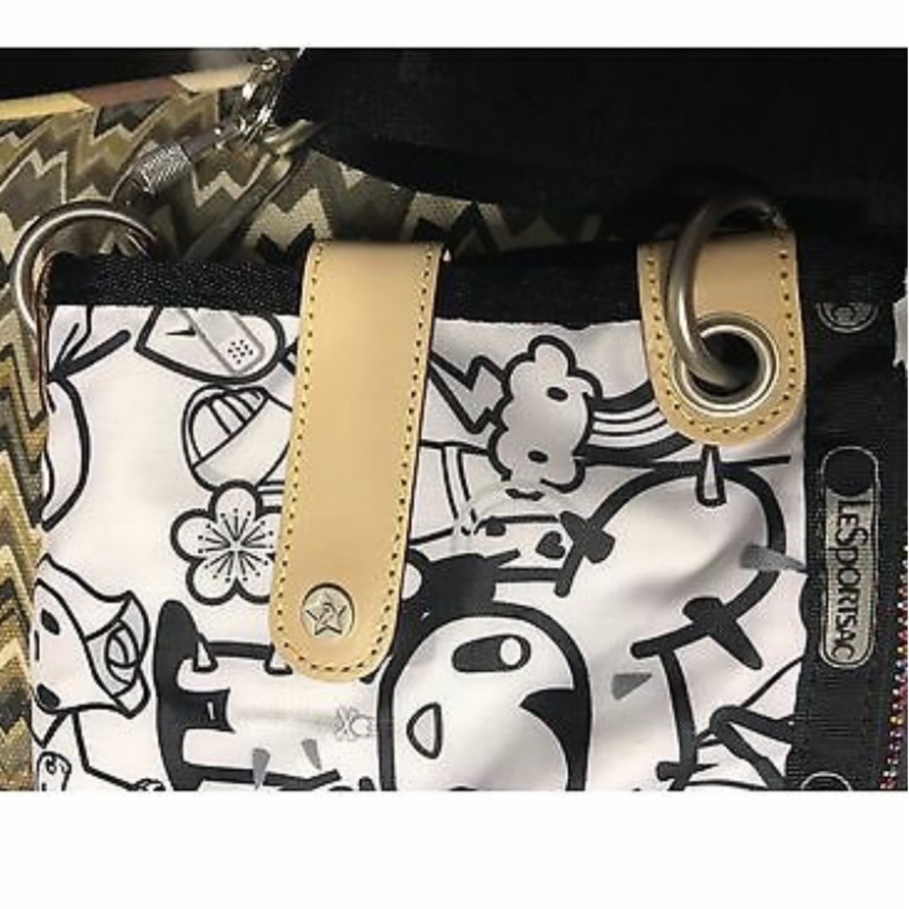 TOKIDOKI xLesportsac Ciao Ciao B & W Messenger Bag - Picture 7 of 11